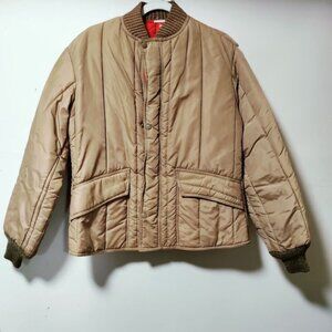 Vintage Refrigiwear Long Sleeve Full Zip Outerwear Bomber Jacket Tan Mens Size L